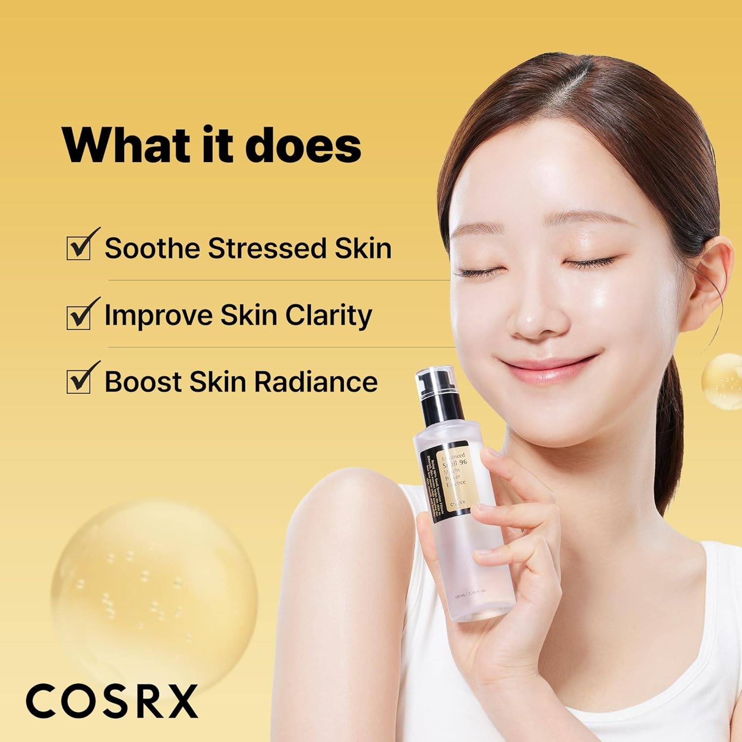 Snail Mucin 96% Repairing Serum for Sooothing & Hydrating 3.38 Oz.