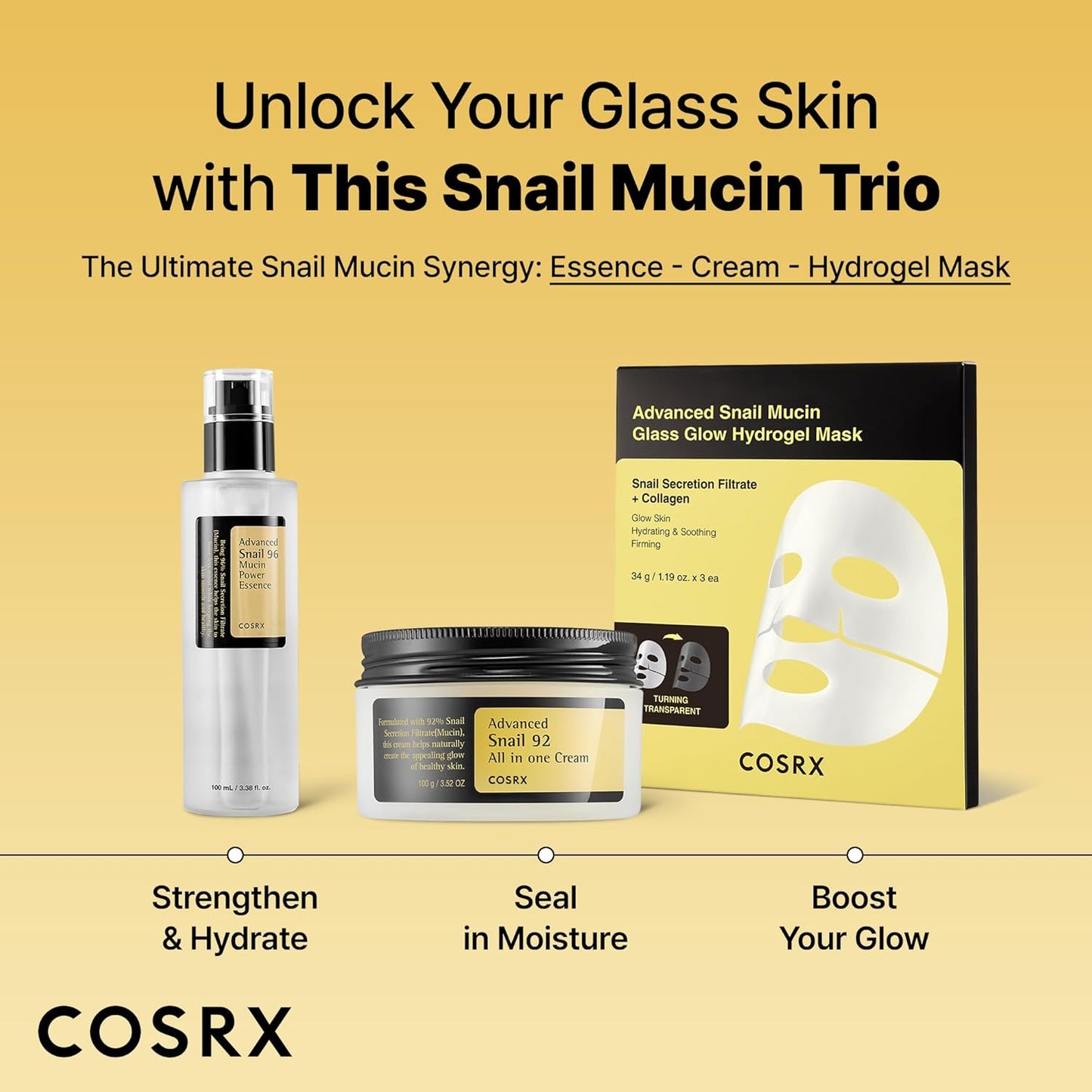Snail Mucin 96% Repairing Serum for Sooothing & Hydrating 3.38 Oz.