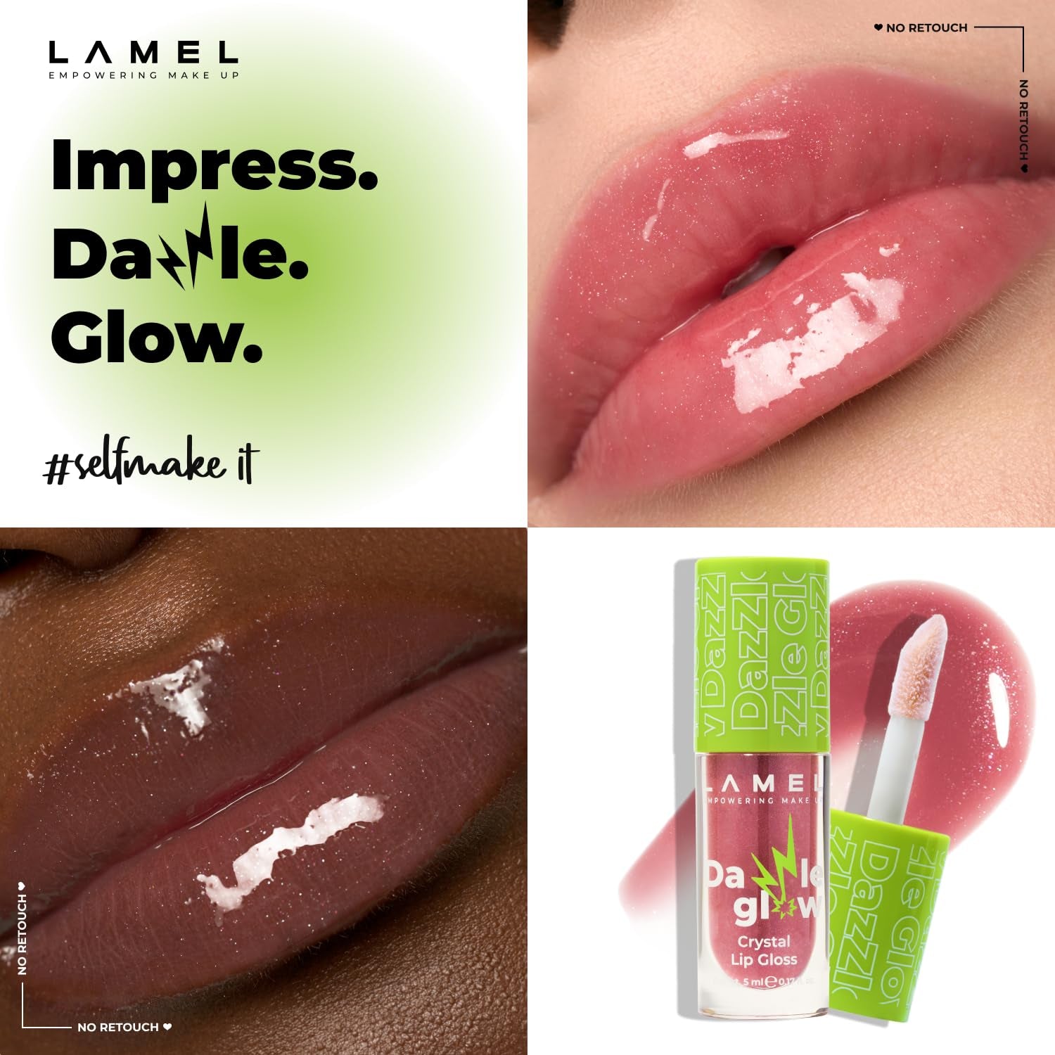 Dazzle Glow Crystal Lip Gloss – Bright Pink Shade, 404