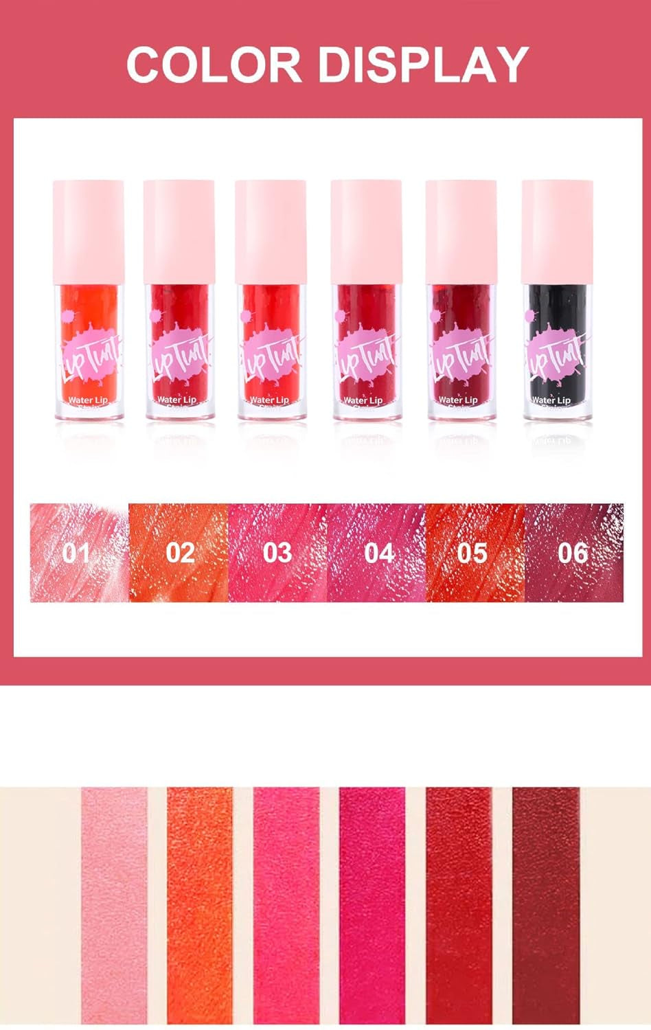 Moisturizing Lip Tint Stain Liquid Lipstick Makeup, Pack of 6 Colors