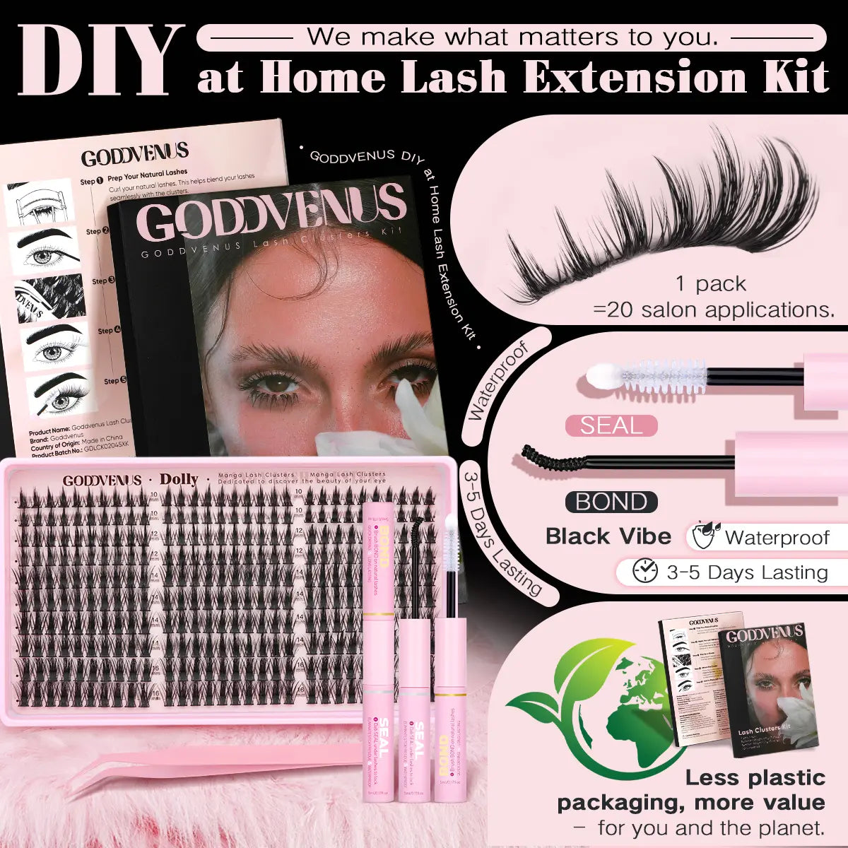 Dolly | Goddvenus Manga Lash Clusters Natural Wispy 300 Pcs Fairy Eyelash Clusters 10-16Mm Fluffy Cluster Eyelash