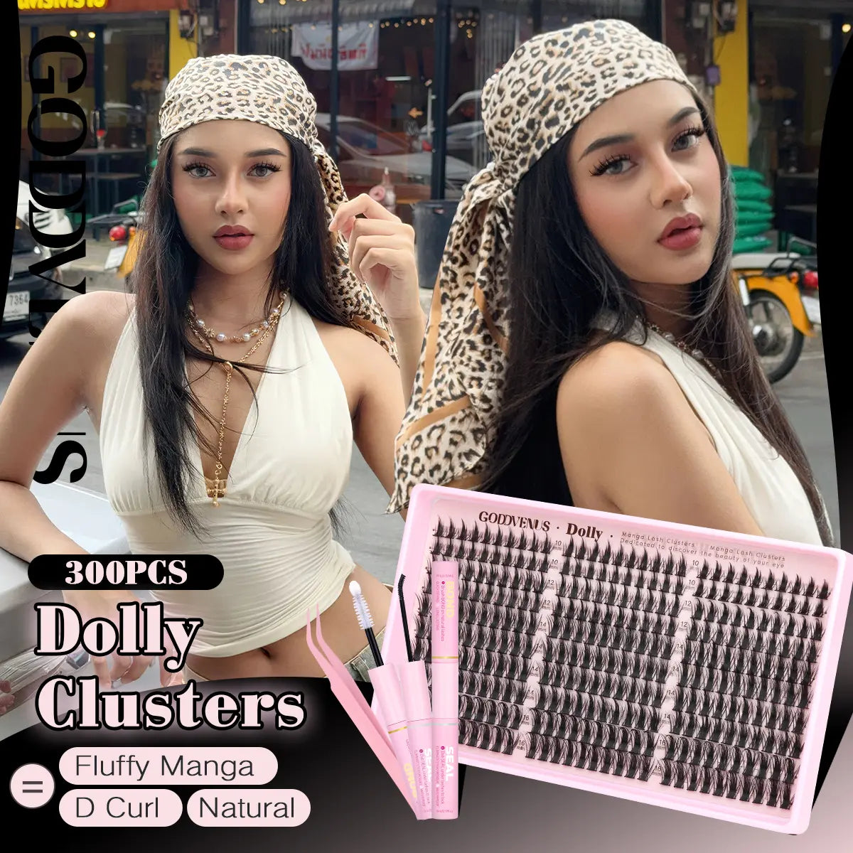 Dolly | Goddvenus Manga Lash Clusters Natural Wispy 300 Pcs Fairy Eyelash Clusters 10-16Mm Fluffy Cluster Eyelash