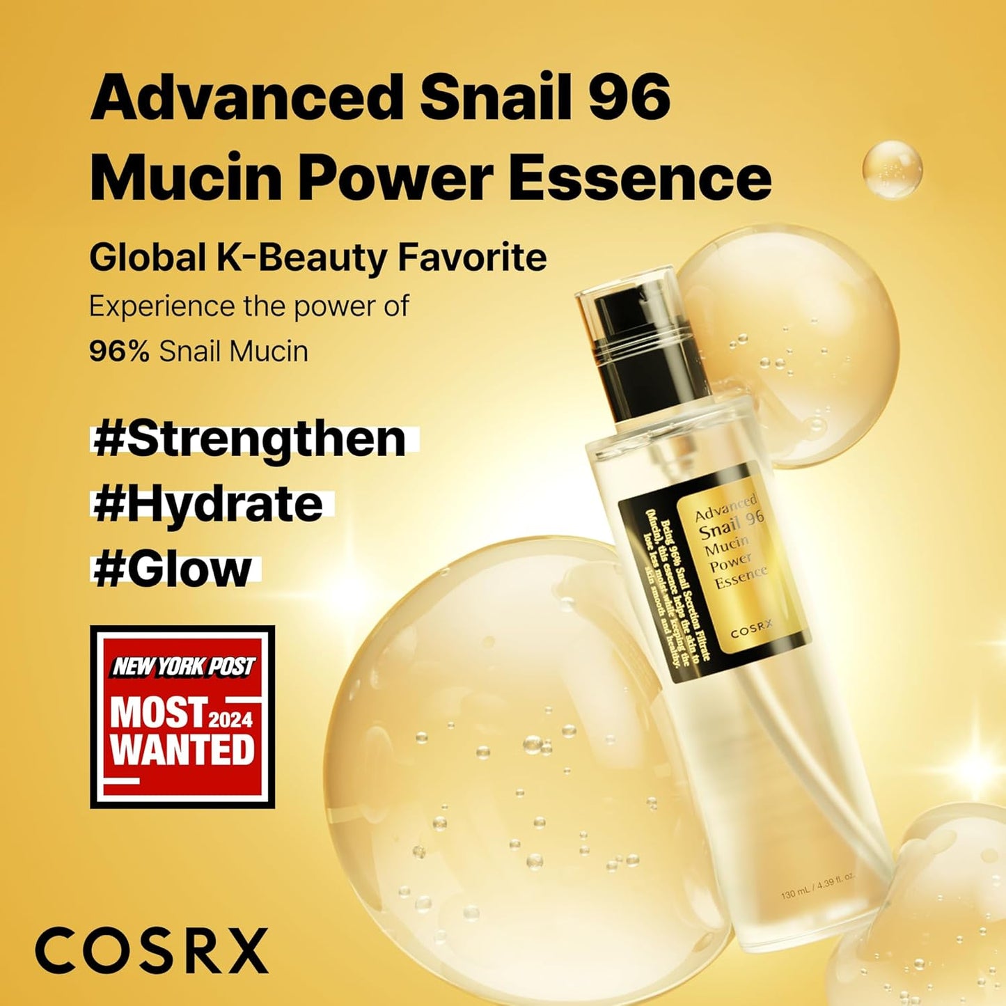 Snail Mucin 96% Repairing Serum for Sooothing & Hydrating 3.38 Oz.